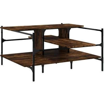 Image of vidaXL Coffee Table Smoked Oak 100x100x48.5 cm Engineered Wood