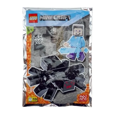 Image of LEGO Minecraft: Steve Minifigure with Pickaxe and Spider