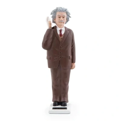 Image of Kikkerland Solar Einstein, powered by sun rays, perfect for bookshelf, window sill, tool panel, 1609, brown, 16.5 x 3.8 cm