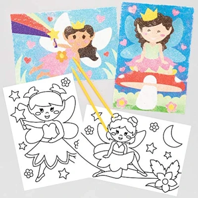 Image of Baker Ross AT538 Fairy Sand Art Pictures Pack of 8, For Children to Decorate and Display, Ideal Kids Arts Crafts Project
