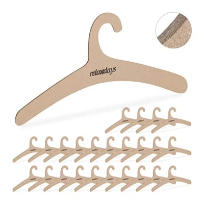 Image of Relaxdays Coat, 25x Set, Cardboard, Space Saving Storage, Recycled, Reusable Hanger, Closet Organiser, Brown, 21 x 42.5 0.3 cm