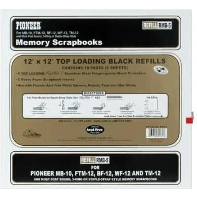 Image of Pioneer Post Bound Top Loading Page Protectors 5/Pkg 12 X12 (W/Black Inserts), 1, 12&quot; x