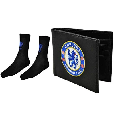 Image of Official Chelsea Football Crest Mens Socks &amp; Money Wallet Gift Set