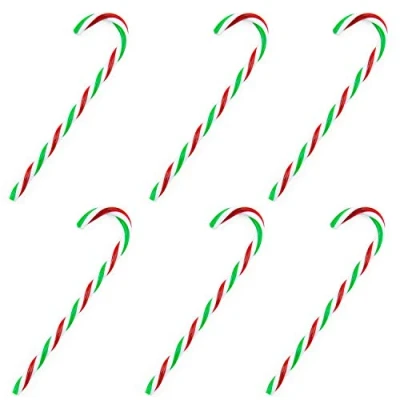 Image of Red, Green and White Candy Cane Ornaments 6 PCS Christmas Tree Hanging Decorations Home Garden Xmas Decor 15 cm by TRIXES