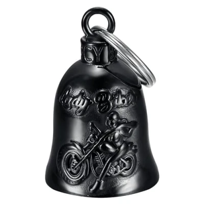 Image of Mocy Bell Clochette moto Lady Biker Guardian Gremlin Acier inoxydable Noir