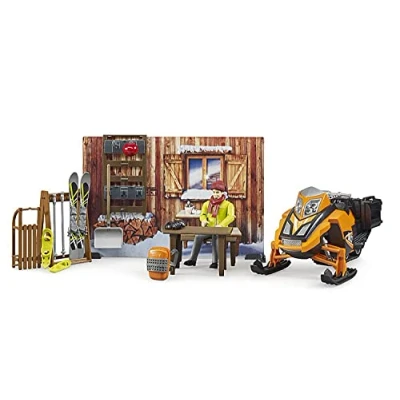 Image of Bruder bworld Berghütte mit Snowmobil 63102
