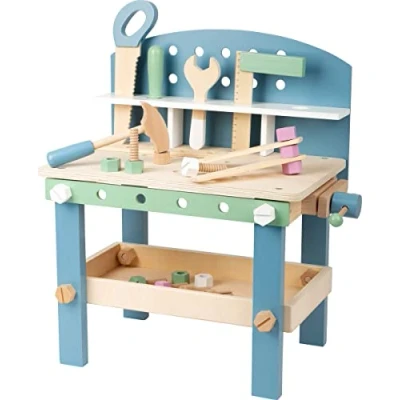 Image of Small Foot 11376 Scanline Compact, Children&#039;s Workbench Made of FSC Wood, with Tools and Accessories Toys, Multicolored, 16 x 10 19