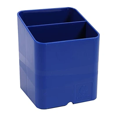 Image of Exacompta Ref 67703D Iderama PEN Pot CUBE 74 x 93mm in Size, 2 Compartments for Organisation, Groove Underneath to Feed Cables Royal Blue
