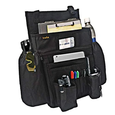 Image of ECWKVN Car Front Seat Organiser File Organiser,Heavy Duty Passenger Tidy Backseat Vehicle Storage Bag with 10 Multi Pockets for Laptops Tablet Cup Holder,Black