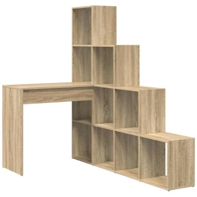 Image of vidaXL Corner Desk with Shelf Storage Sonoma oak 101.5 x 149.5 cm