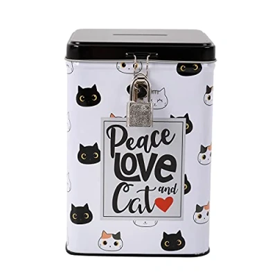 Image of I TOTAL® Fun MONEY BANK with padlock and keys/Metal coin purse closure (CAT)