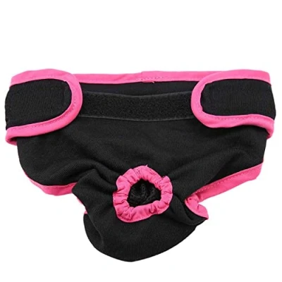 Image of TOPINCN Dog Underwear Cotton Fabric Flexible Physiological Pants Puppy Female Pet Sanitary Diaper for Small Medium Large Dogs(M Black)