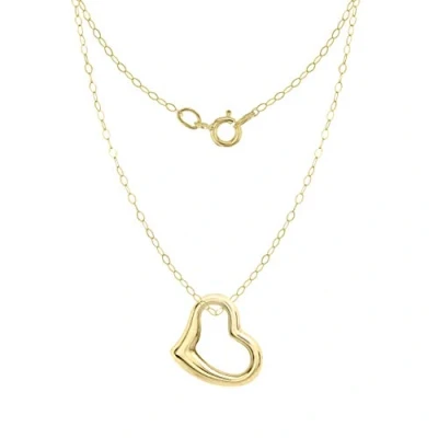 Image of Carissima Gold Women&#039;s 9 ct Yellow 12 x 10 mm Heart Slider Pendant on 0.6 Soldered Trace Chain Necklace of Length 41 cm/16 Inch