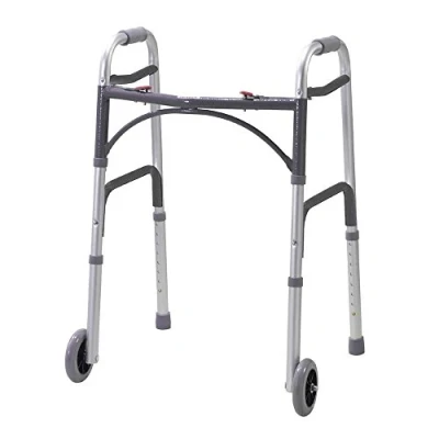 Image of NRS Healthcare Lightweight Height Adjustable Folding Walking Frame With Wheels