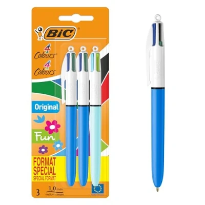 Image of BIC Medium Retractable Ballpoint Pen Assorted Colours Pack of 3