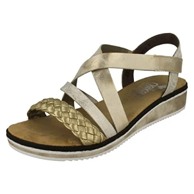 Image of Rieker Kaz Womens Sandals 3.5 UK Gold/Beige/Muschel