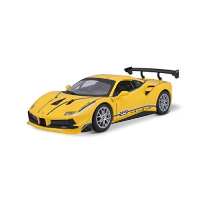 Image of Bburago 18 26307 Ferrari Racing 488 Challenge 1:24 Scale Die Cast Collectible Car, Yellow