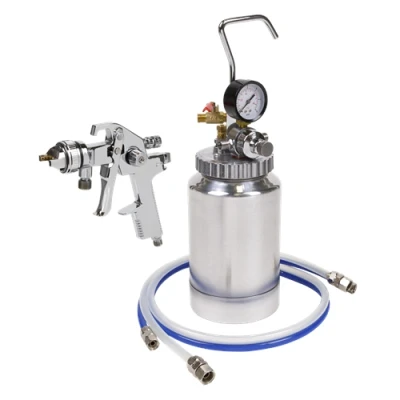 Image of Sealey HVLP Pressure Pot System with Spray Gun &amp; Hoses 1.7mm Set Up