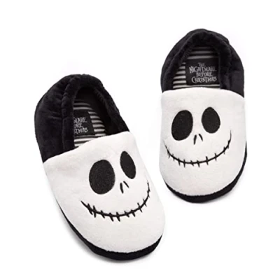 Image of Disney The Nightmare Before Christmas Slippers for Girls &amp; Boys Kids Black White Jack Skellington House Shoes Slip On with Grip Sole Gifts