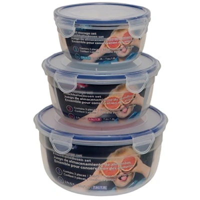 Image of Maturi Food Storage Containers Set of 3 with Airtight Lids, BPA Free, 0.7L 1.8L
