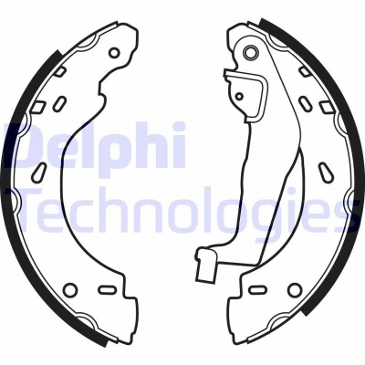 Image of 0001440V001000000, 0012172V001000, 4514230008, 4514230108 Brake Shoes DELPHI LS1910 203mm 32mm SMART: Fortwo II Coupe, Convertible