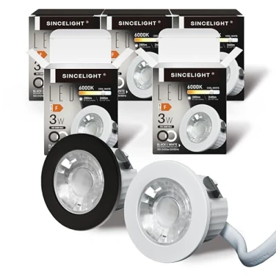Image of SINCELIGHT Mini Recessed Spotlight,Small Downlight for 35 40mm Ceiling Hole,Cabinet,Showcase, MR11 Replacements,White and Black Ring Replaceable,IP65 Waterproof,Cool White 6000K,RA≈92,Pack of 5