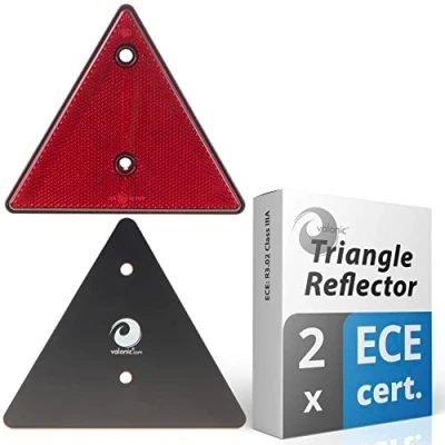 Image of valonic triangle reflector, 2 pieces certified according to ECE: R3.02 Class IIIA 15cm reflector for trailers red no screws included