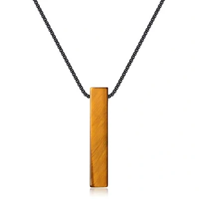 Image of COAI Simple Bar Necklace Crystal for Women Men, Tiger Eye 50cm