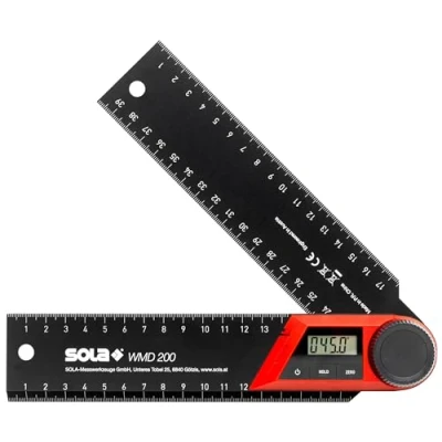 Image of Sola Digital Protractor, 200/500 mm, Try Square with LCD Display, WMD 200, Ruler, 23.0 cm
