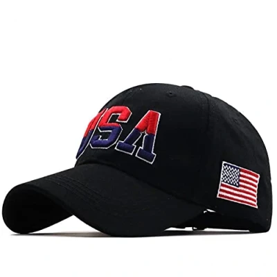 Image of Usa Flag Baseball Cap American Embroidery Adjustable Snapback Hat Cotton Outdoor Protection Sun Hip Hop Caps for Unisex