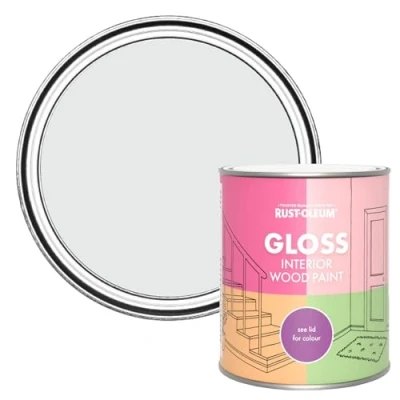 Image of Rust Oleum Grey Interior Wood Paint in Gloss Finish Monaco Mist 750ml