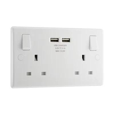 Image of BG 2G USB Switched Socket White
