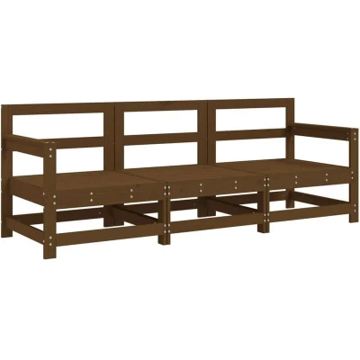 Image of vidaXL 3 Piece Garden Lounge Set Honey Brown Solid Wood Pine