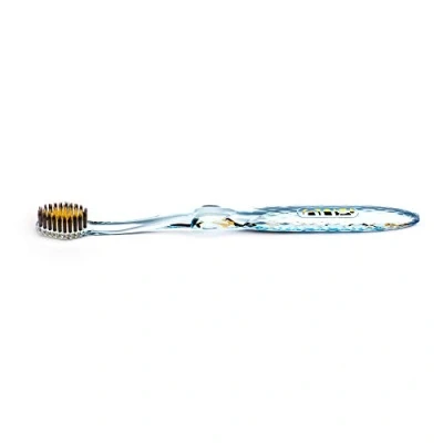 Image of Nano b Antibacterial Manual Toothbrush【Gold &amp; Bamboo Charcoal】 Blue Handle Pro Head, Soft Medium Bristles Against Bleeding, Sensitive Teeth Gum Deep Clean Plaque Removal Travel Case