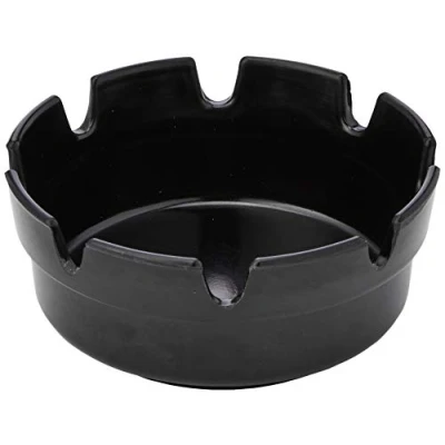 Image of Genware NEV B322 Melamine Deep Ashtray, 100 mm Diameter, Black