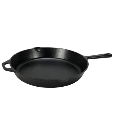 Image of Amazon Basics Pre Seasoned Cast Iron Skillet, Heavy Duty Oven Safe up to 260 C, Large 15 Inch (38.1 cm), Black