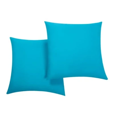 Image of Brentfords 2 Pack Outdoor Cushion Covers Decorative Plain Blue Garden Covers, Super Soft Waterproof Throw Pillowcases For Patio Sofa Livingroom, Sea 45x45cm