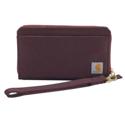 Image of Carhartt Women&#039;s Casual Canvas Lay Flat Clutch Wallets for Women, Nylon Duck (Deep Wine), One Size