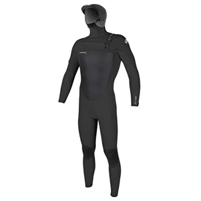 Image of ONeill O&#039;Neill Mens Epic 6/5/4mm Chest Zip Hooded Wetsuit Black Double Super Seal Neck External Key Pocket w/Loop Size L