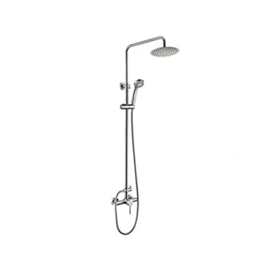Image of Ibergrif Mundo, Exposed Bathroom Shower System, Single Lever Mixer Tap Kit, Stainless Steel