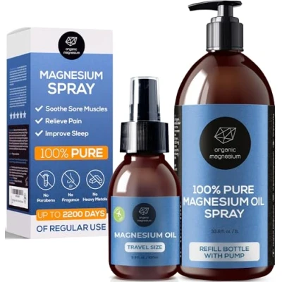 Image of Organic Magnesium Zechstein Oil Spray 1000ml + 100ml 100% Natural Ultra Pure from Perfect for Sports &amp; Muscle Relaxation Liquid Concentrate