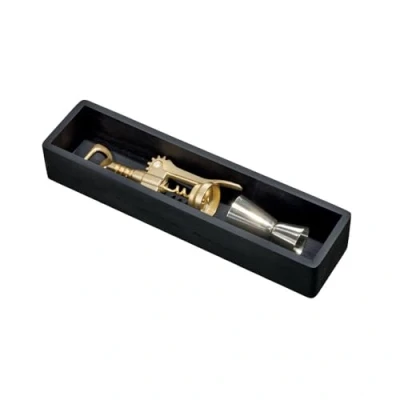 Image of The Home Edit by iDesign Paulownia Wood Drawer Organiser, Black