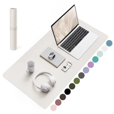 Image of YSAGi Non Slip Desk Pad, Waterproof PVC Leather Table Protector, Ultra Thin Large Mouse Easy Clean Laptop Writing Mat for Office Work/Home/Decor (80 x 40 cm, Gray)