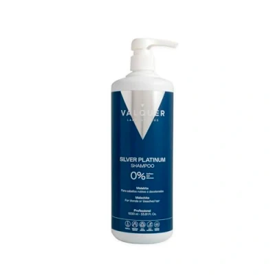 Image of Valquer silver Platinum Shampoo. Matifying shampoo for bleached, white, gray and hair. Designed to tone down or neutralize yellowish/orange hair colors 1000ml