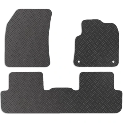 Image of Carsio Rubber Car Mats For Citroen DS DS7 Crossback 2017+ Onwards Tailored Fit Floor Mat Set Complete Accessory Black Custom Fitted All Weather &amp; Heavy Duty, Anti Slip Backing with Clips