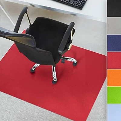 Image of Chair Mat for Hard Floors Colour Office Underlay Mat, Polypropylene Floor Protection Thickness: 1.9 mm (90 x 120 cm, Red)
