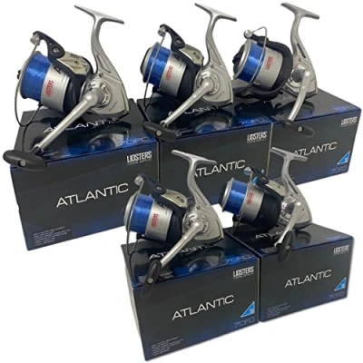 Image of 3 LARGE ATLANTIC BLUE 7000 FD SEA FISHING LIDSTER BEACH PIER REEL LINE 70