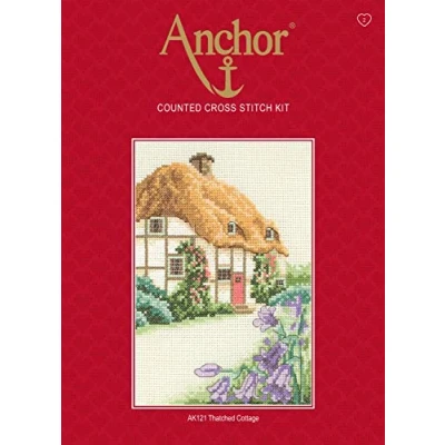 Image of Anchor AK121 Cross Stitch Kit: Starter: Thatched Cottage, Multi Colour, 12 x 23cm