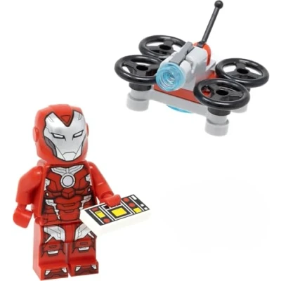 Image of LEGO Marvel Super Heroes: Avengers: Iron Rescue Minifigure (Pepper Potts) in Red Armor with Drone