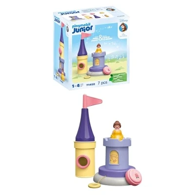 Image of PLAYMOBIL 71458 JUNIOR &amp; Disney: Belle&#039;s Play Tower with Sound, toys for toddlers, made from over 90% plant based plastics, gifting toy and imaginative role play, playsets children ages 12 months+